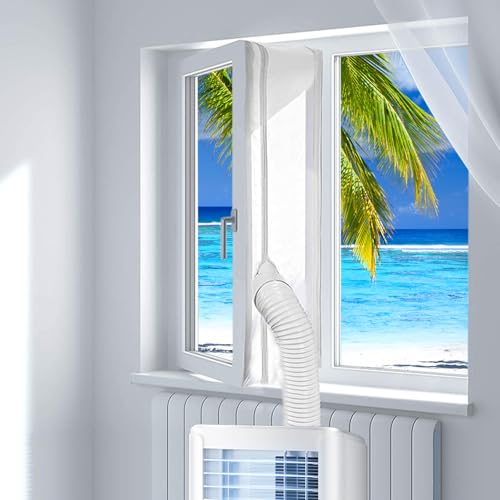 Klimaanlage Fensterabdichtung, 400cm Abluftschlauch Fensterdurchführung für Mobil Klimaanlage, Lufttrockner und Wäschetrockner, Double Zip für...