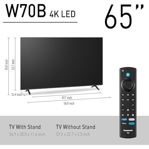 Image of Panasonic TV-65W70BP W70 Series 65 inch LED 4K Ultra HD Smart Fire TV Bundle with 2X 6FT Universal 4K HDMI Cable, Theater Essentials and CPS Exclusive 26 Month Protection Pack (BEACH-CPS-26M1000ATV)
