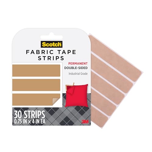 Scotch Permanent Fabric Tape Strips, 0.75 in. x 4 in.,...