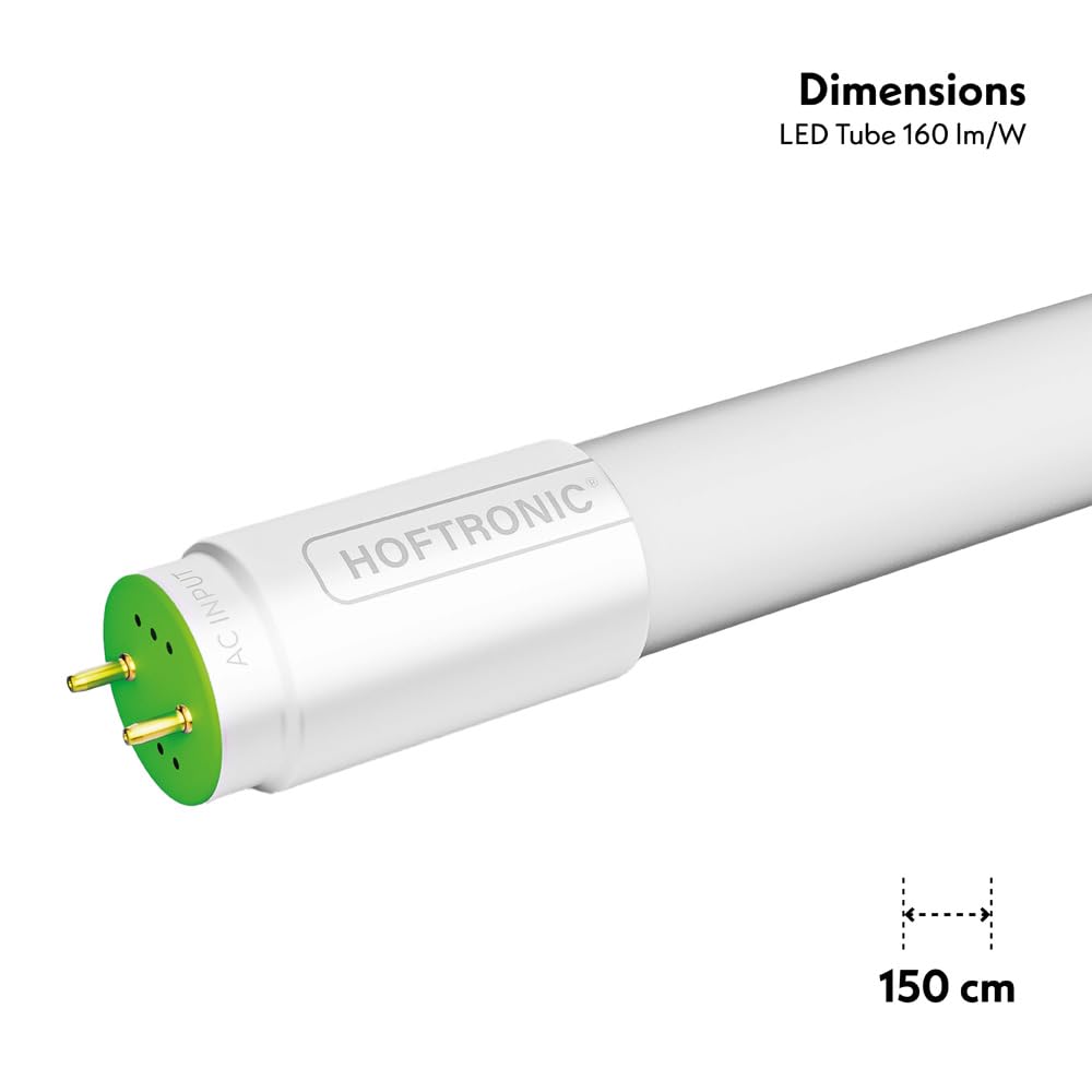 HOFTRONIC - 2er Set LED Röhre 150cm - 24 Watt 3840 Lumen (160lm/W) Super Bright - T8 G13 - LED Leuchtstoffröhre Flimmerfrei - Kaltweiß 6000K - Inkl. Starter - ersetzt 128W (128W/860)