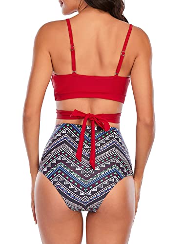 American Trends Biquíni feminino frente única bandagem, roupa de banho de duas peças, biquíni de cin