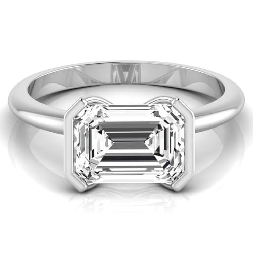 IGI Certified 3 Carat Emerald Lab Grown Diamond (G, VS1) 14K Gold Womens Half Bezel Set Solitaire Engagement Ring2