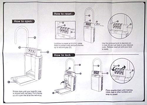 Miniatura 8 de Caja de bloqueo de llaves de combinación de 4 dígitos, cajas de seguridad resistentes a la intemperie, gran capacidad de 5 llaves de casa, candado