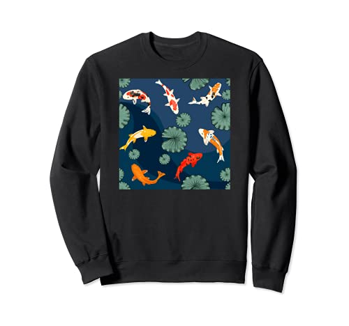 Koi carp fishes swim in Waterlilly Flowers Japanese Koi Fish Sudadera