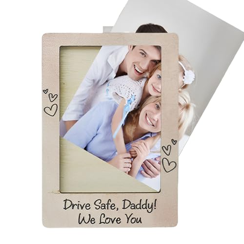 Portafotos para coche | Portafotos de madera para parasoles Auto regalo para papá | Accesorio compacto para automóviles