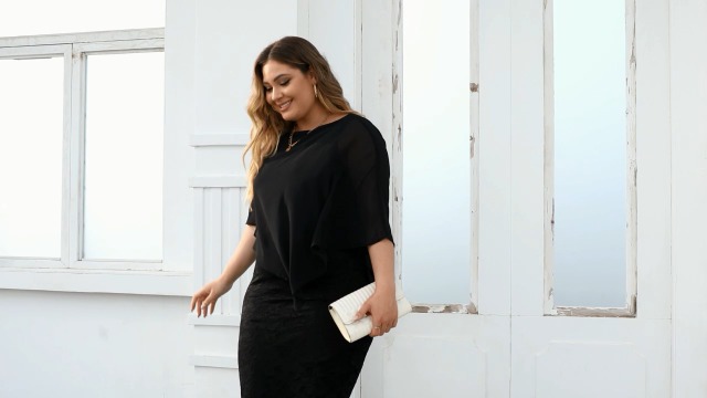 Amazon.com: Plus Size Dresses for Women Wedding Guest Black Cape Cocktail  Lace Formal Party Chiffon Overlay Funeral Bodycon Dress : Clothing, Shoes &  Jewelry