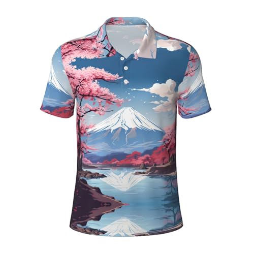 Polo manches courtes imprimé Mont Fuji en tissu fluide et respirant