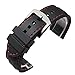 ZXF Uhrenarmband, 22mm 24mm Uhrenband Armband Rote Linie Nähte Sport Gummi Schwarz Silikon Weiche wasserdichte Watch Strap Band Silikon Gummi Uhrenarmband (Size : 22mm)