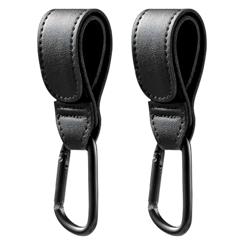 Stroller Hooks for Bags 2 Pack, Heavy Duty Stroller Clips with One-Hand Opening, Non-Slip Hooks for Diaper Bags & Shopping, Fits Strollers, Wheelchairs, Carts (11+ lbs Capacity)