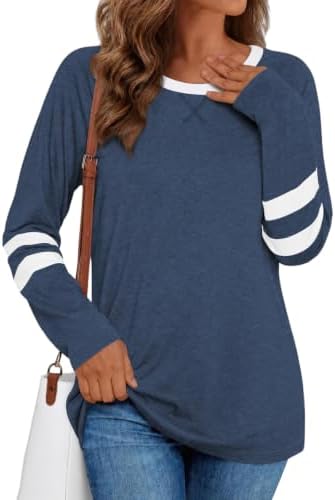 Cuptacc Langarmshirt Damen Basic Pullover Herbst Farbblock Top Causal | Sweatshirt Damen,Langarm,Locker,Zweifarbiges,Longshirt,Alltag,Freizeit