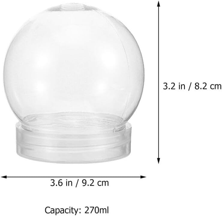 DIY Snow Globe Water Globe: 4 Inch Plastic Christmas Snow Balls Kit with Screw Off Caps - Fillable Display Balls Keepsake Sphere for DIY Crafts Home Decor, 10pcs