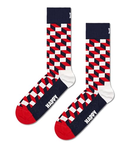 Happy Socks Classic Black,White and Red- Stripes and Dots Crew Socks-Made with Organic Cotton-Small/Medium-3-Pack2