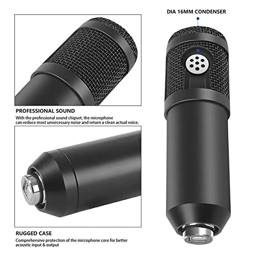 Paquete de Interfaz de Audio y micrófono Profesional: Equipo de grabación de Estudio con Tarjeta de Sonido en Vivo, Brazo de Tijera, Soporte Amortiguador y filt