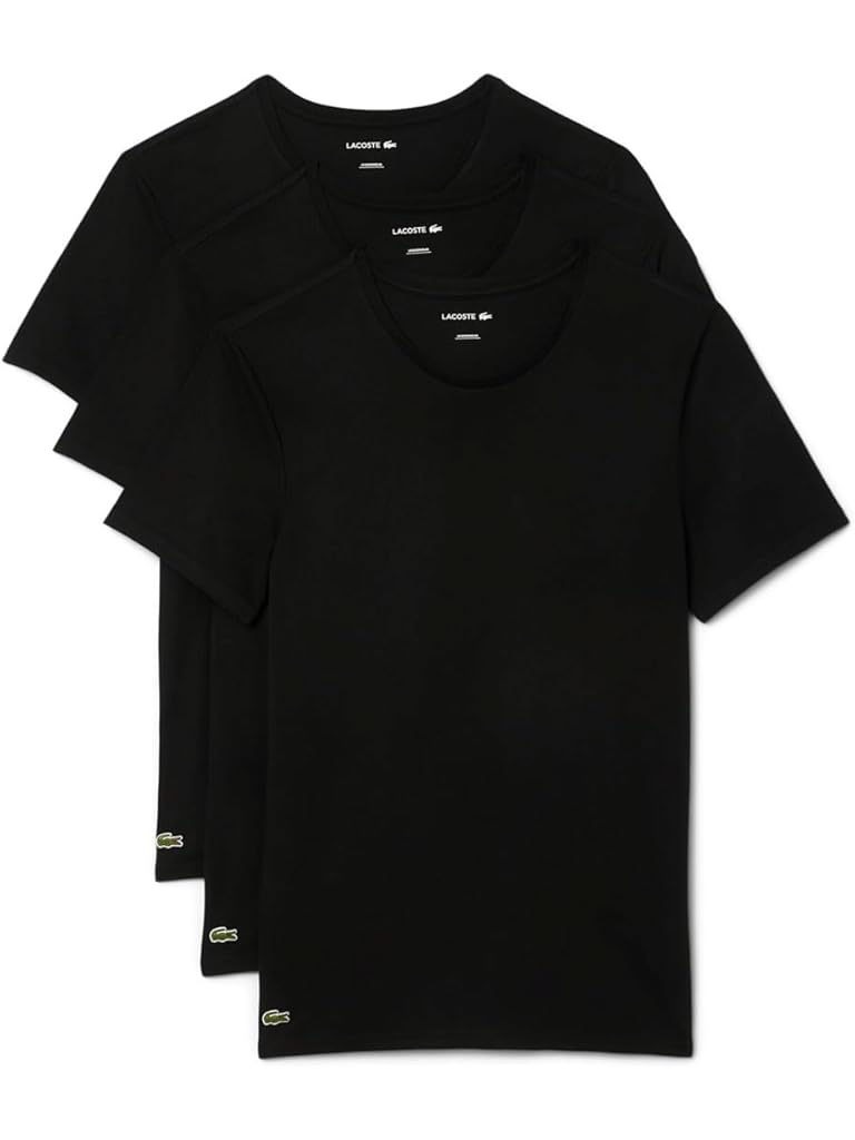 Black Lacoste 100% Cotton Slim Fit Crew-neck T-shirt 3-pack