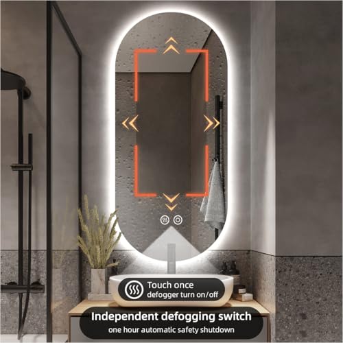 nolsia 32" x 20" Oval Backlit Bathroom Mirror with Lights, Pill-Shaped LED Lighted Vanity Mirror for Wall, Anit-Fog, Stepless Dimmable, Memory Function, Frameless Smart Mirror, Shatter-Proof, CRI≥93 by nolsia - Image 8