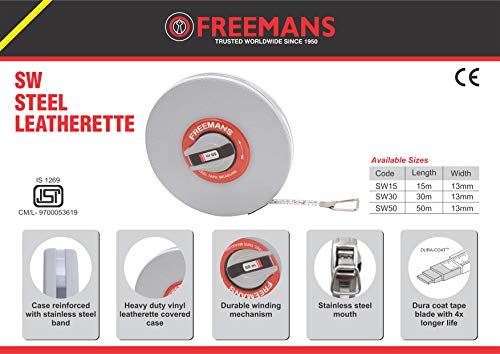 Cinta métrica FREEMANS 30 m x 13 mm acero plástico miniatura 7
