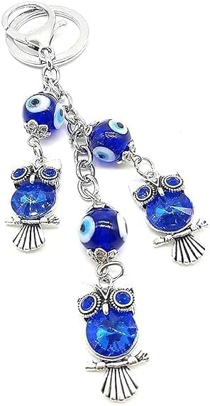 The Great Indian Store Stainless Steel Evil Eye Keychain Metal For Gifting With Key Ring Anti-Rust (Pack Of 2)