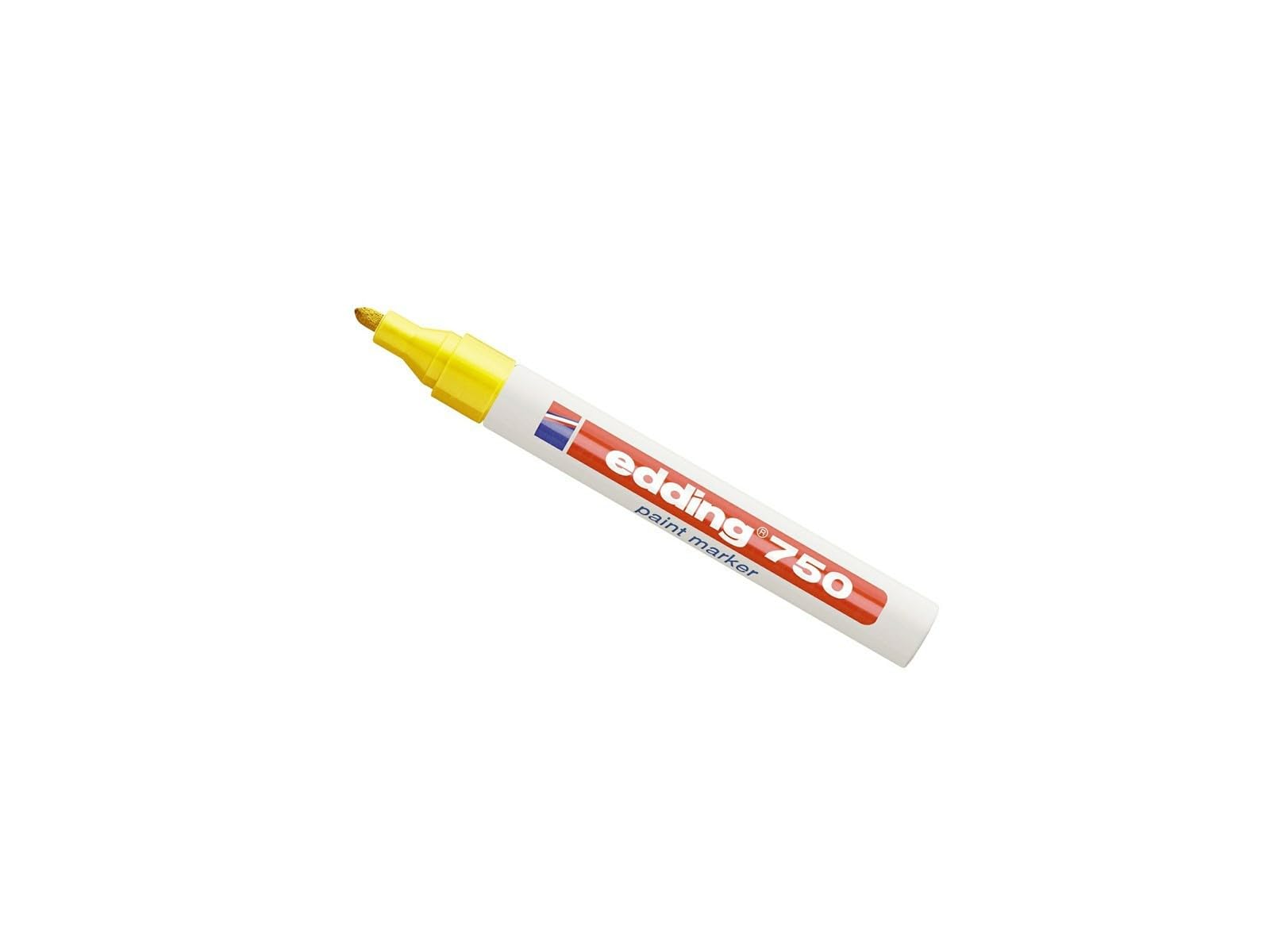 edding 750 marcador de tinta opaca - amarillo - 1 rotulador - punta redonda 2-4 mm - para metal, vidrio, piedras o plástico - resistente al calor, permanente, no mancha, impermeable