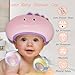 Baby Shower Cap Shield, Shower Cap for Kids, Visor Hat for Eye and Ear Protection for 0-9 Years Old Children,Cute Dinosaur shape Makes the Baby Bath More Fun (Pink)