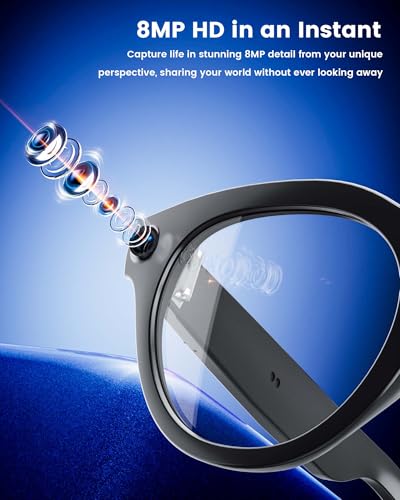 Orpnkna AI Smart Glasses with 8MP Camera, Continuous 12-Min 1200P Video Recording, Real-Time Translation & Voice Assistant, Open-Ear Bluetooth Audio for Vlogging, Travel & Meetings - Thumbnail 7