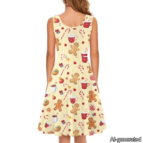 Image of Dreaweet Casual Sleeveless Dresses for Women Girls, Round Neck Tank Dresses with Pockets Summer Sundress Size XS-4XL