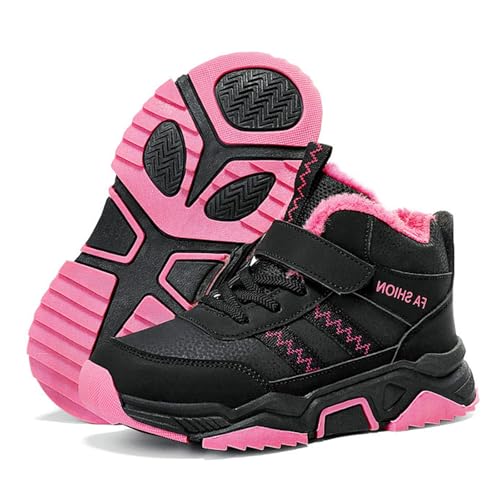 Lossarye Girls Boys Winter Warm Hiking Snow Boots Soft Faux Fur Lined Outdoor Non-Slip Walking Climbing Sneakers