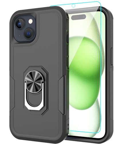 Coque iPhone 15 Plus avec verre trempé antichoc noir