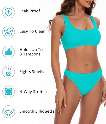 Image of Beautikini Period Swimwear for Teens Two Piece Leakproof Menstrual Bikini Swimsuit Sporty Bathing Suits for Girls Women