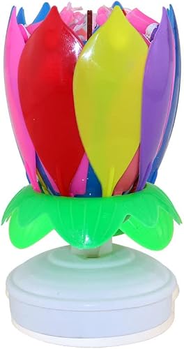 FIEFROTD curfair Lotus Candle LED Festive Electric Lotus Candles Visual Effect Solid Paraffin Unique Creative Multicolor (Double Layer, 1PCS)