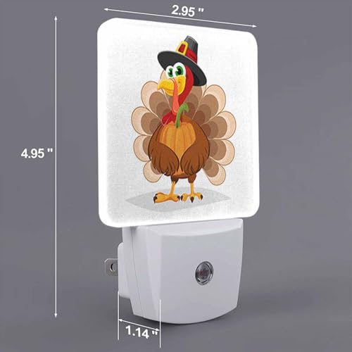 Image of LED Night Light Plug into Wall with Dusk to Dawn Light Sensor White Energy Efficient Thanksgiving Day Turkey Nightlight for Bedroom Bathroom Hallway Living Room Kitchen