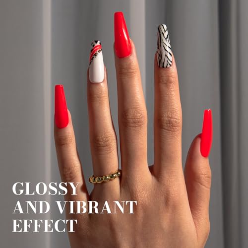 Image of MelodySusie Neon Orange Gel Nail Polish,Red Orange Gel Polish Spring Summer Bright Color 224,Soak Off UV LED Nail Lamp Gift for Women Nail Art Manicure Salon DIY Nail Design at Home 0.5 Fl Oz-A2502