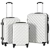 vidaXL Kofferset Hard 3-delig ABS Zilverkleurig Trolley Reiskoffer Reisbagage