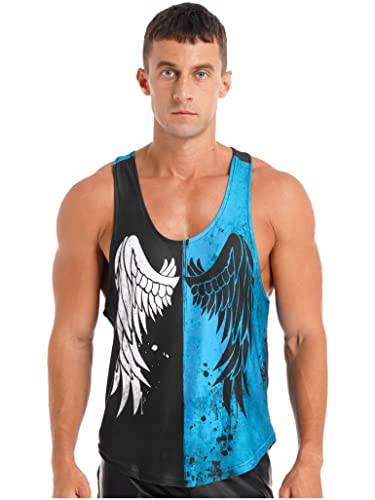 Loodgao Men's Gym Workout Tank Top Stringer Bodybuilding Muscle Vest Graphic Summer Sleeveless T-Shirt Activewear Tops Blue Small #TOP6