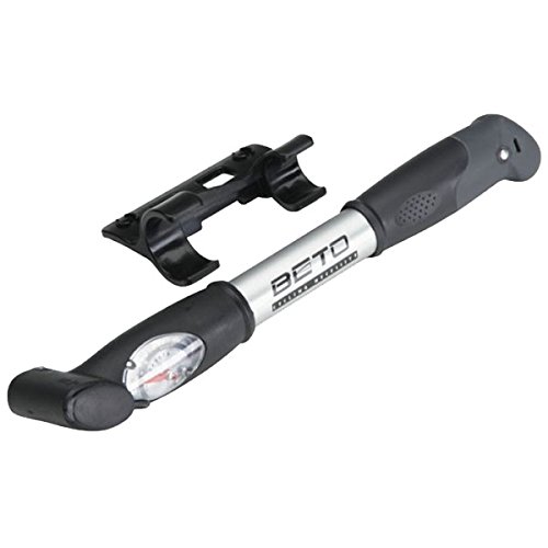 Prophete Alu Mini-Luftpumpe Two-Way Gehäuse Duo-Kopf für alle Ventilarten und Manometer mit Halter, 6496