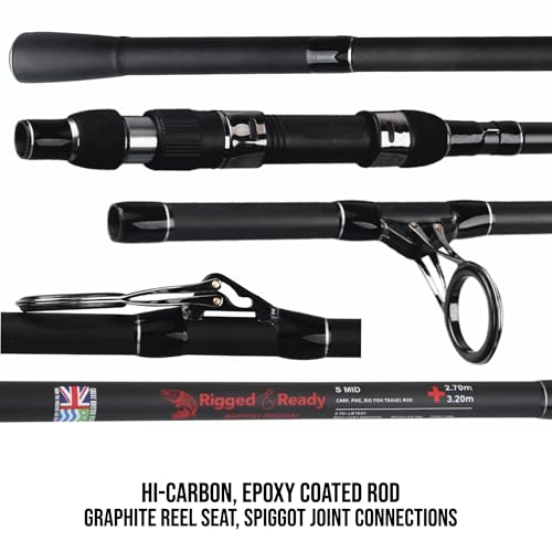Rigged and Ready S Mid Rod & Reel Combination. Powerful Carp, Predator and Light Sea rod + 2 tips + Case. 320 cm (10.5’) + 270 cm (8.85’) options + RR5000 fishing running/spin reel + spare spool - Image 7