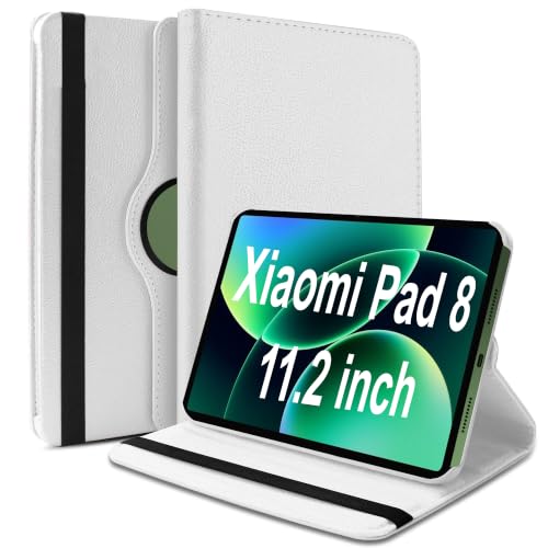 Image of TGK 360 Degree Rotating Flip Cover Case for Xiaomi Mi Pad 8 /8 Pro /Mi Pad 7 /7 Pro 11.2 inch Tablet (White)