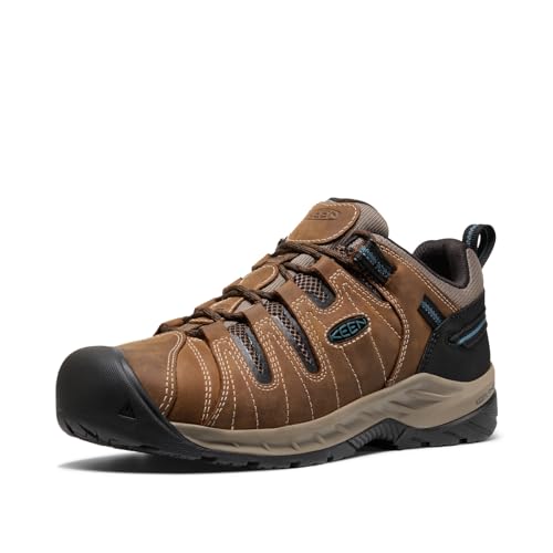 KEEN Utility Men's Flint 2 VersaTREAD Non Slip Low Height Steel Toe Durable Work Shoes, Cascade Brown, 12 D