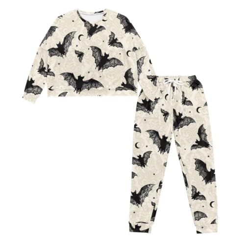 Image of Womens Lounge Set Long Sleeve Soft Pajama Sets | Casual 2 Piece Pj Outfit, Crewneck Sleepwear with Pockets, Adjustable Drawstring, Soft Comfy Fall Pajamas, Plus Size