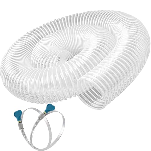 2 1/2" x 5' Dust Collection Hose, Puncture Resistant PVC Dust Collection Hose with Carbon Steel Wire Coil - Flexible Clear PVC for Dust Collectors