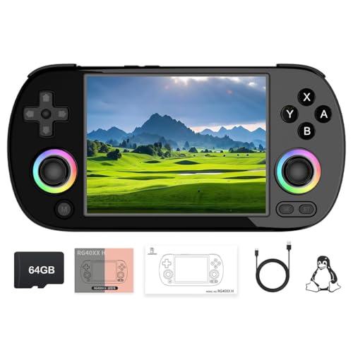 Image of TECPHILE ANBER-nic RG40XX H Handheld Game Console for Boys 7-14, 4.0'' IPS Screen, 64GB Preloaded Retro Games, 3200mAh Battery, Dual TF Expansion, 30+ Emulators, WiFi, Bluetooth, TV-Out, RGB