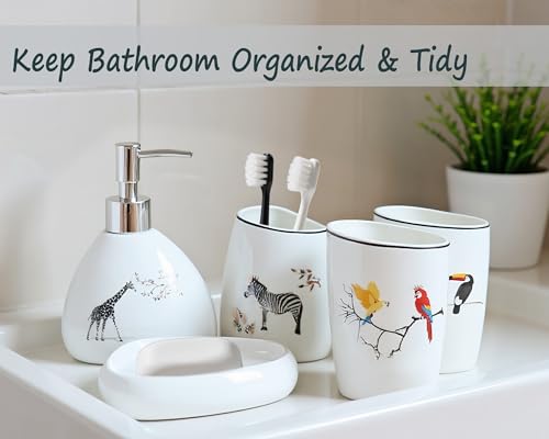 Juego de baño de cerámica premium de 5 piezas decorativas 5