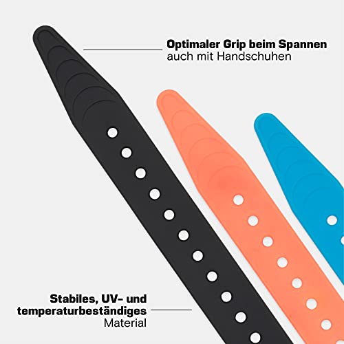 Appia Straps - Spanngurte 35cm Grau (4er Pack) inkl. Strap-Keeper für Fahrrad, Ski, Bikepacking, Camping, Heimwerken aus TPU mit rostfreier Aluminium-Schnalle
