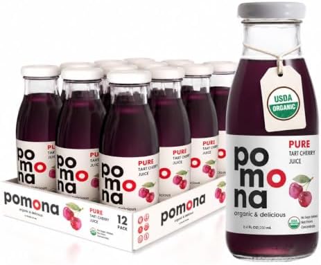 Pomona Organic Pure Tart Cherry Juice, Cold Pressed, Non-GMO, No Sugar Added,...