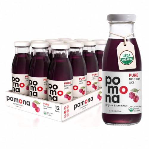 Pomona Organic Pure Tart Cherry Juice, No Sugar Added, 12-pack
