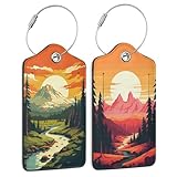 Vesavifaka 2 Pièces Étiquettes de Bagage Vintage Montagne pour Valises, Adorables Étiqu...