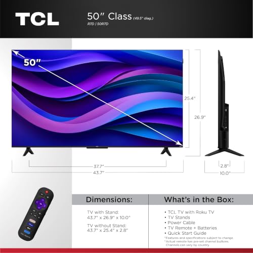 Image of TCL 50 inch R7D 4K QLED Roku TV (50R7D)
