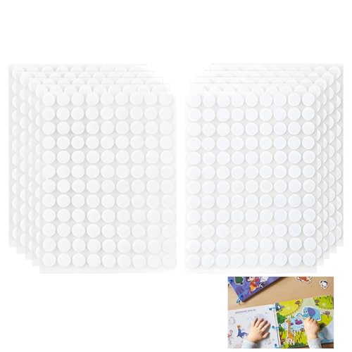 Scratch Autocollant Rond 10mm, Pastille Adhésive Double Face Blanche, Ruban Auto Agrippant pour École, Bricolage, Bureau, Maison, Accroche Tableau Sans Percer, Papier, Verre
