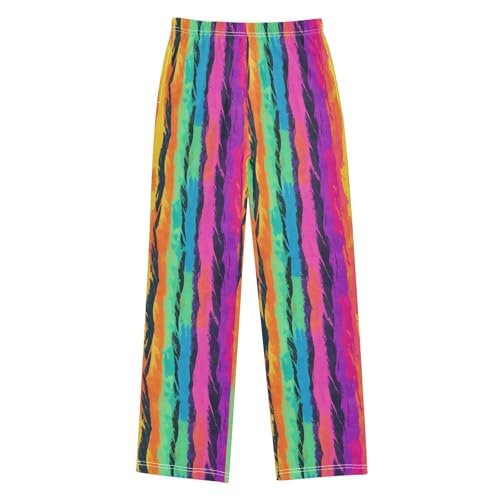 Pajama Pants Rainbow Colored Strips PJ Bottoms Sleepwear Lounge Sleep Pant with Pockets - Main Image