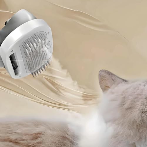 Escova Elétrica Removedora de Pelos com Spray Vaporizante e Massagem – Cuidados e Conforto para Pets