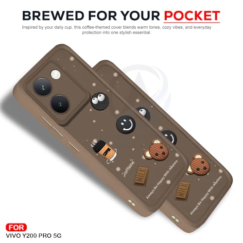 Image of AESTMO Back Case Cover for Vivo Y200 Pro 5G | Cute Fun Cartoon 3D Ball | Coffee Silicone Case | Full Body Protection | Camera Protection Back Cover for Vivo Y200 Pro 5G (Brown)